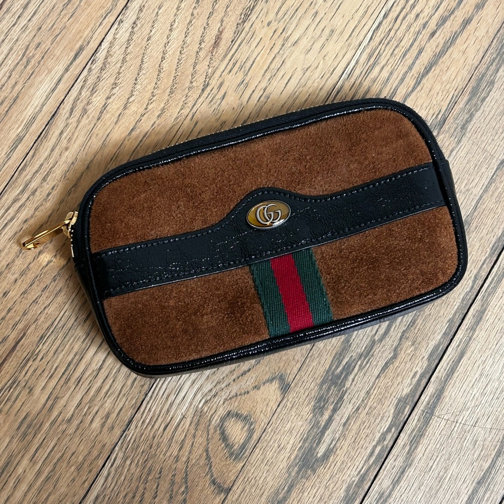 Gucci Brown and Black Mini Bag with Colorful Stripe